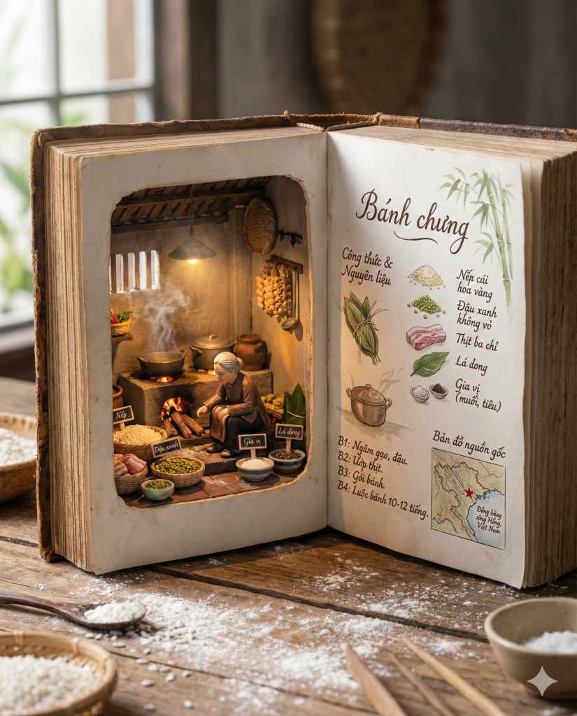 Tạo ảnh công thức nấu ăn theo phong cách Diorama kết hợp Scrapbook
