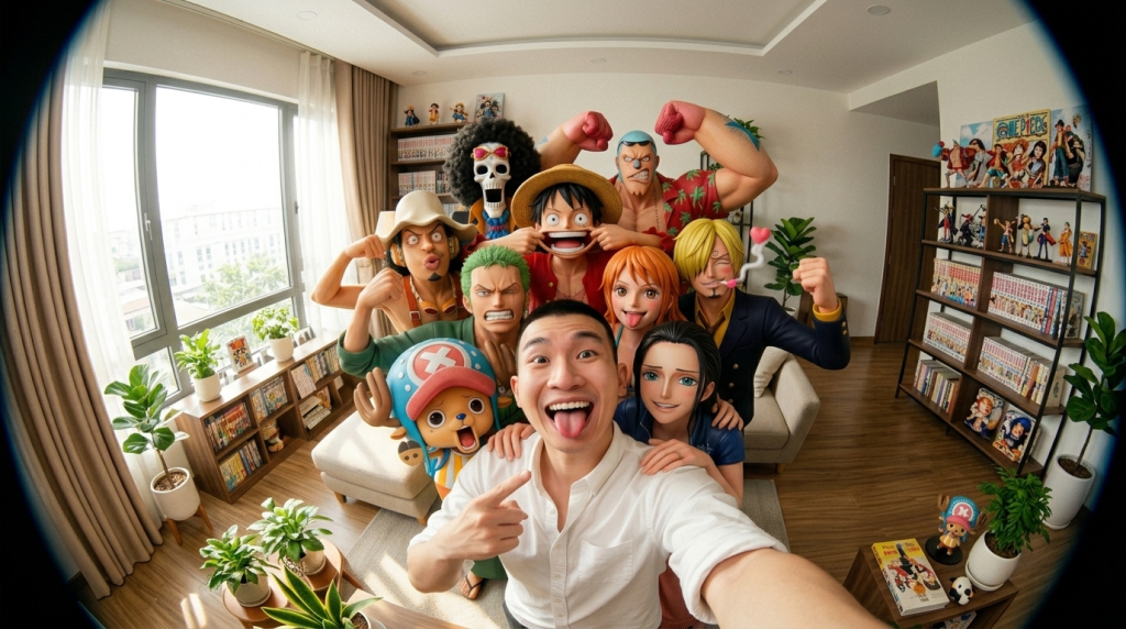 Prompt tạo ảnh selfie với One Piece
