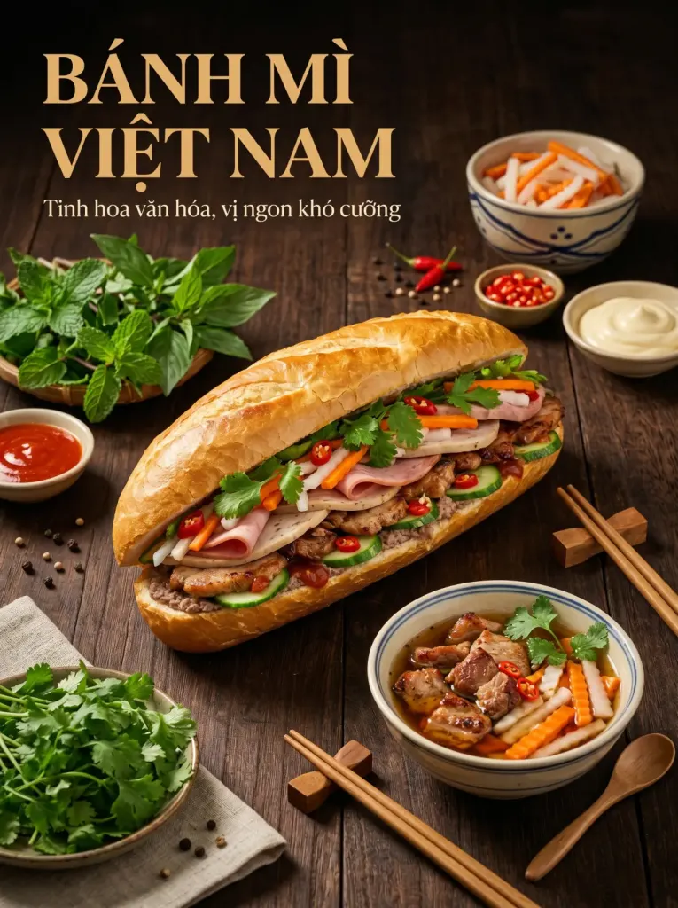 Tạo ảnh poster quảng cáo món ăn theo phong cách truyền thống