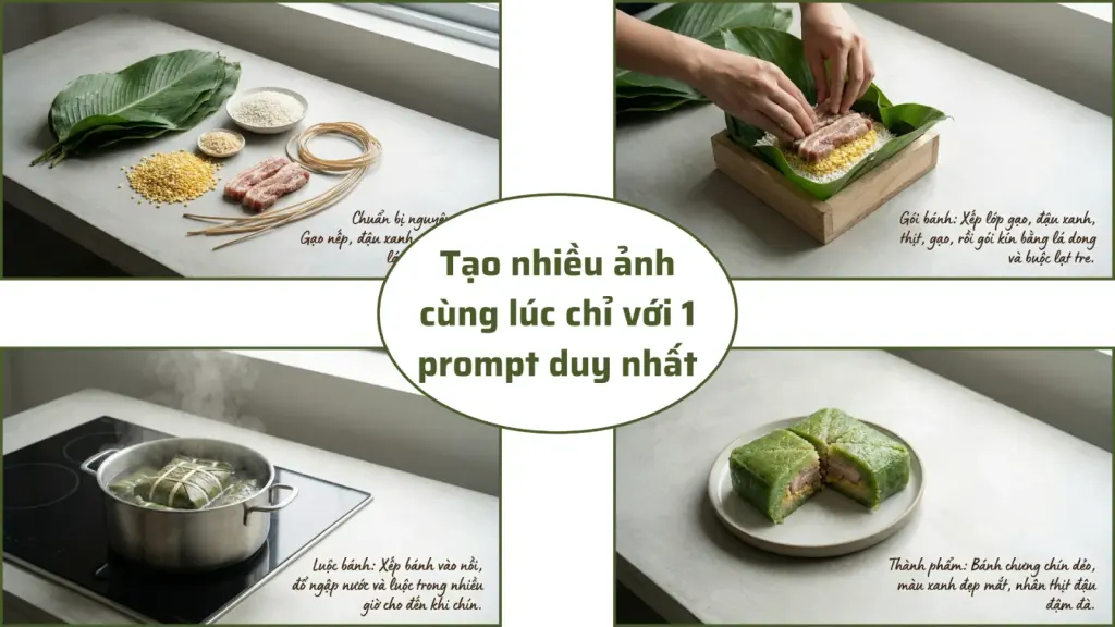 Công thức nấu ăn được chia làm nhiều ảnh riêng biệt