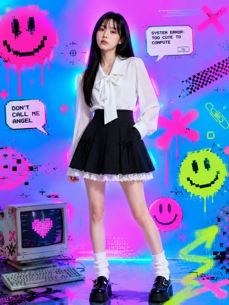 Tạo ảnh thời trang retro viễn tưởng kết hợp đồ họa pixel