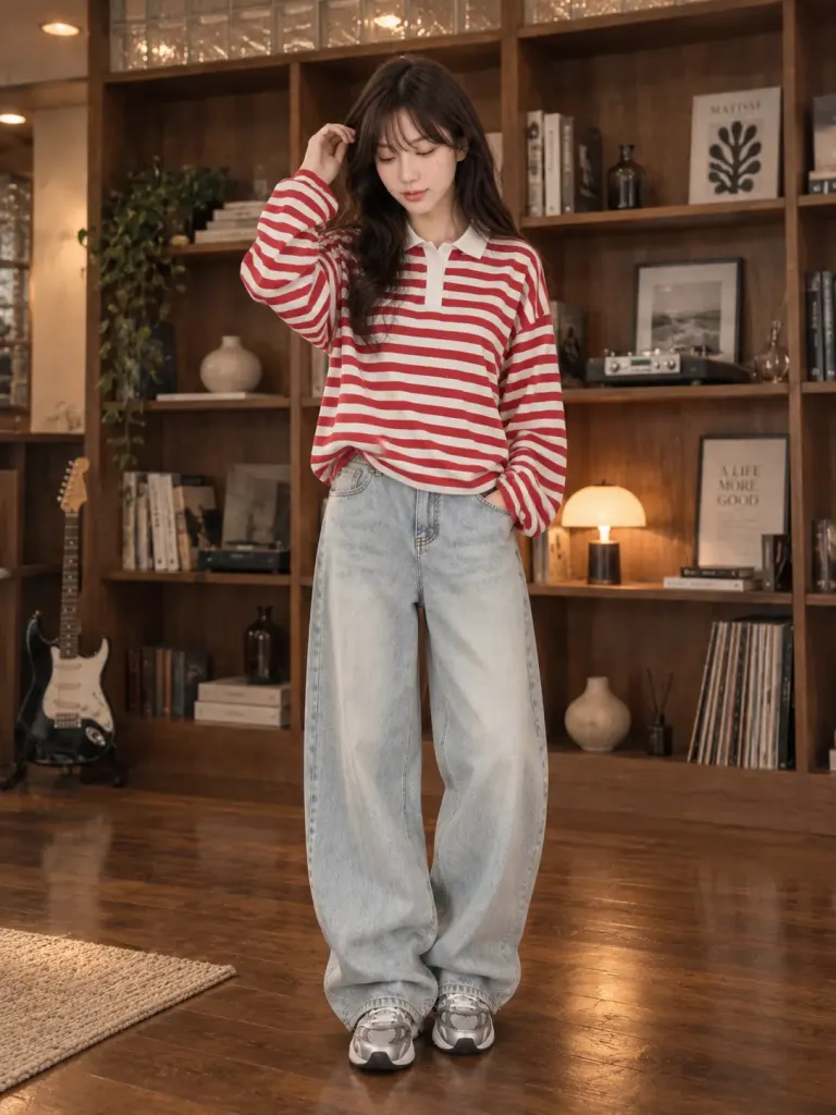 Tạo ảnh thương mại thời trang nữ phong cách retro preppy thanh lịch và tự nhiên